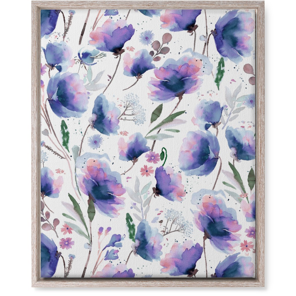 Abstract Poppies - Blue Wall Art, Rustic, Single piece, Canvas, 16x20, Blue