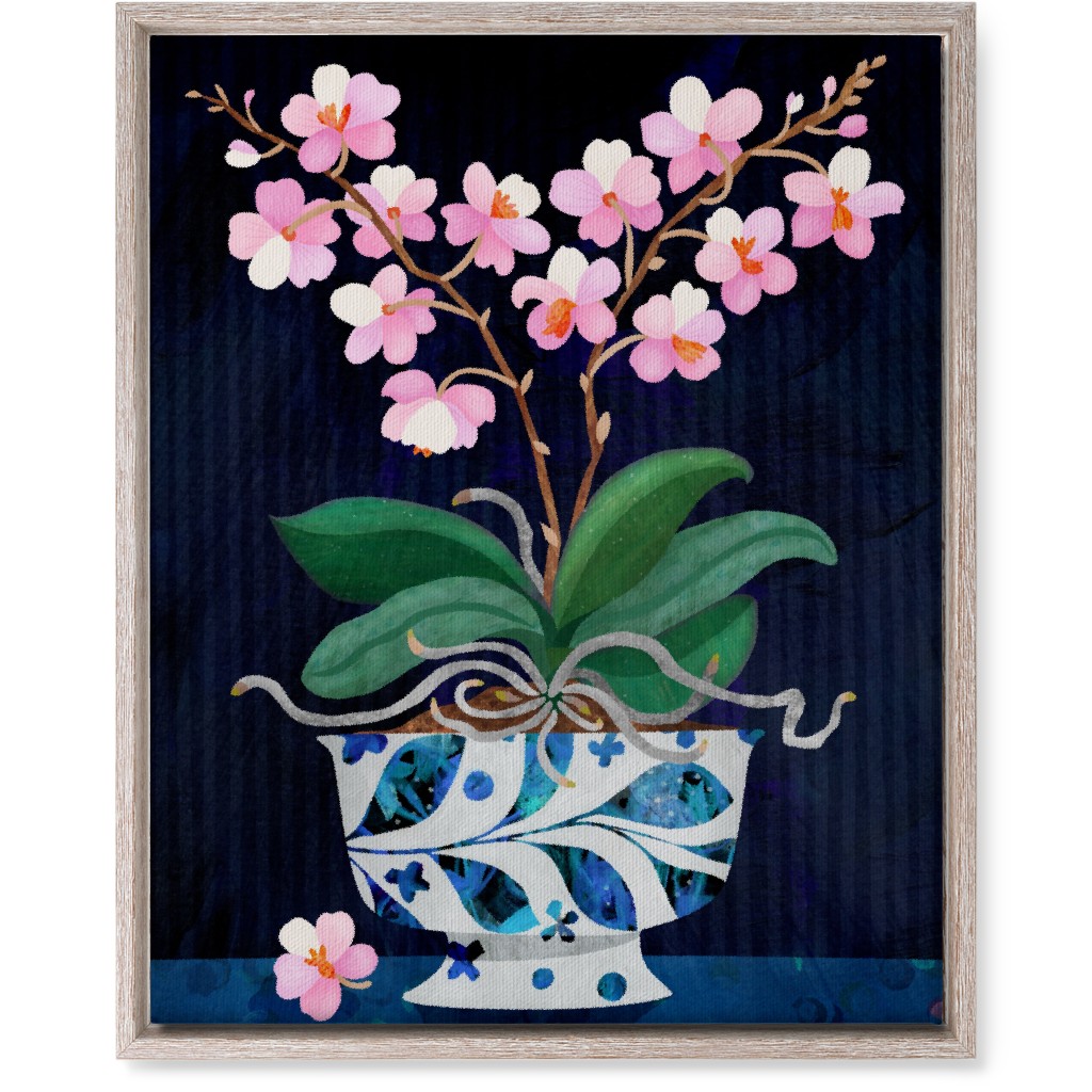 Orchid in Bloom - Dark Wall Art, Rustic, Single piece, Canvas, 16x20, Multicolor