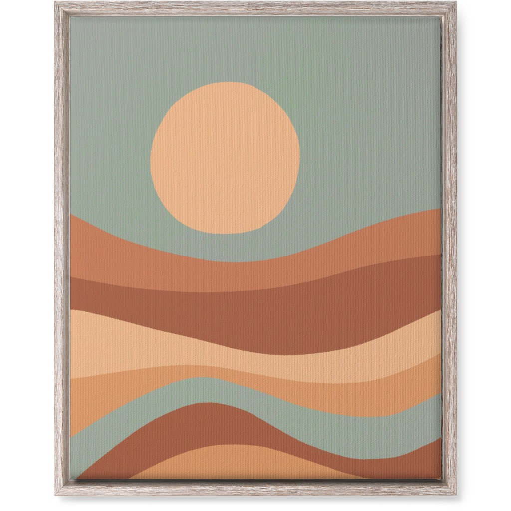 Tropical Seaside Sunrise With Waves - Blue and Orange Wall Art, Rustic, Single piece, Canvas, 16x20, Multicolor