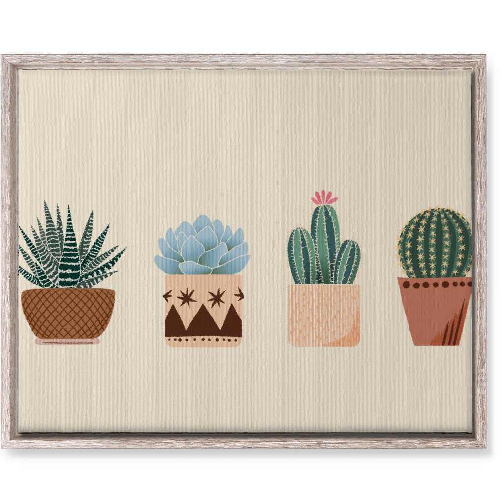 Cactus and Succulent Plants - Neutral Wall Art, Rustic, Single piece, Canvas, 16x20, Beige, Pearl
