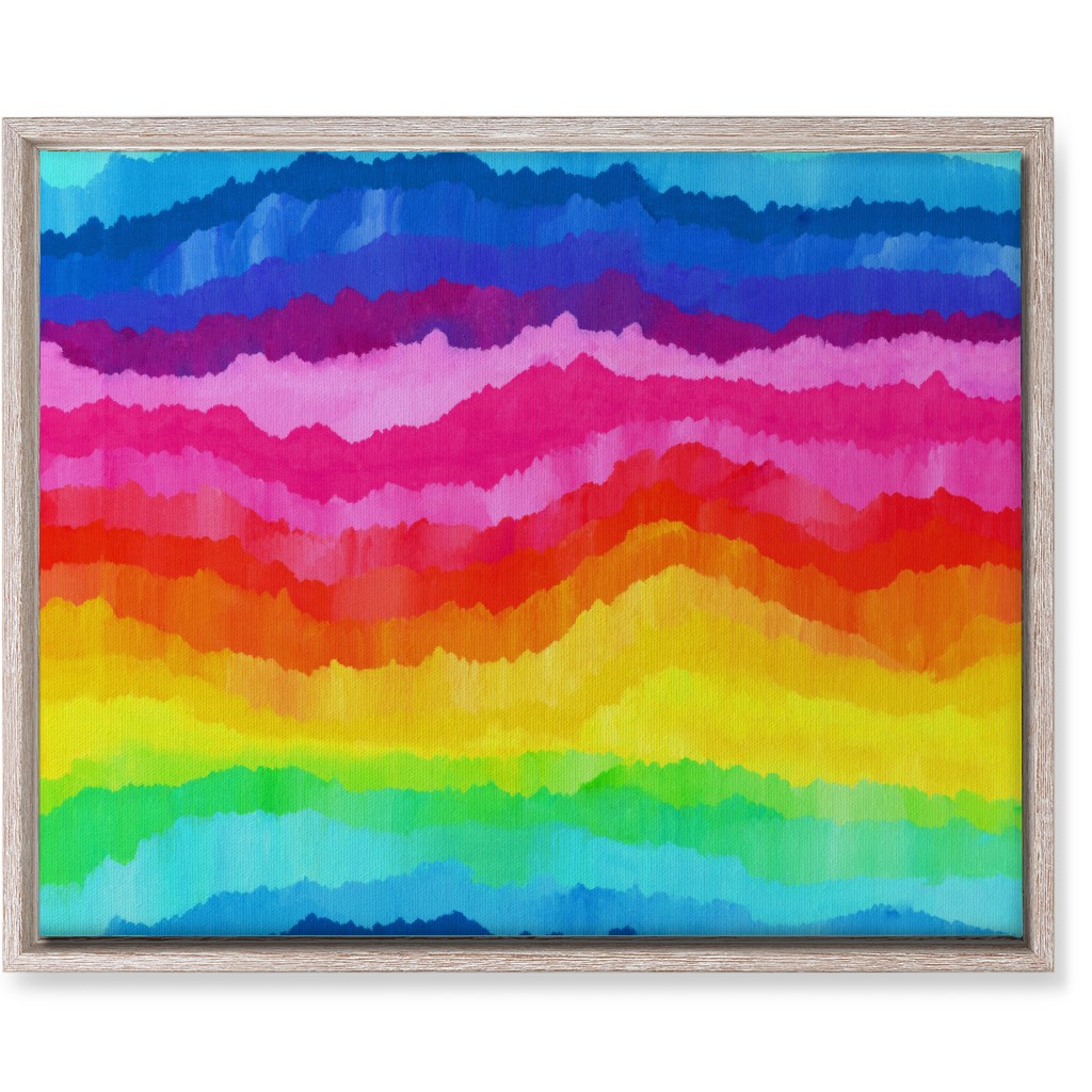 Rainbow Acrylic Waves Wall Art, Rustic, Single piece, Canvas, 16x20, Multicolor