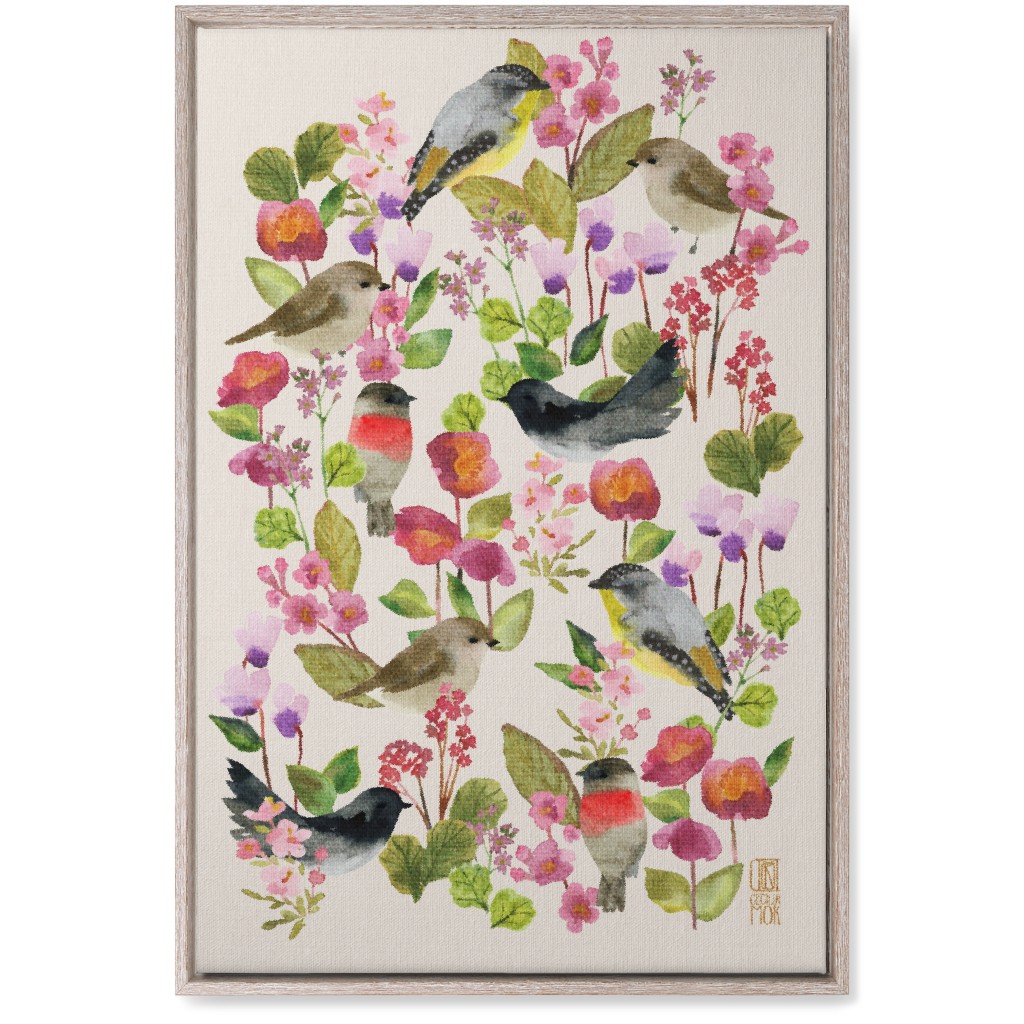 Winter Birds in the Garden Wall Art, Rustic, Single piece, Canvas, 20x30, Multicolor, White