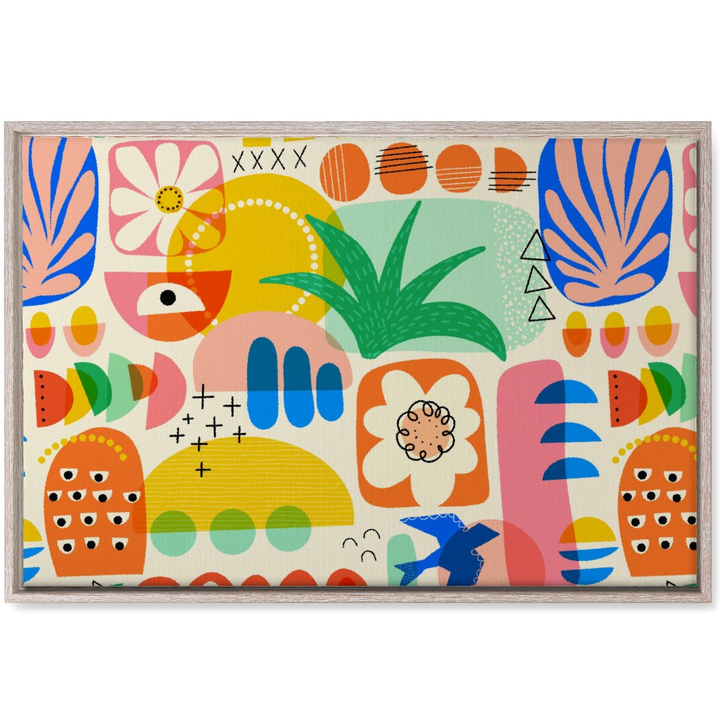 Abstract Shapes Collage - Multi Wall Art, Rustic, Single piece, Canvas, 20x30, Multicolor