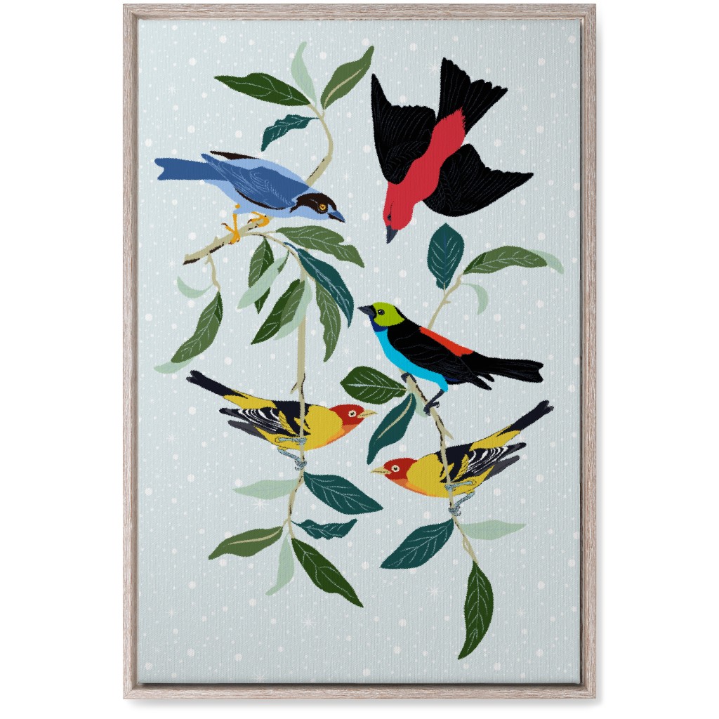 Colorful World of Tanagers Wall Art, Rustic, Single piece, Canvas, 20x30, Multicolor