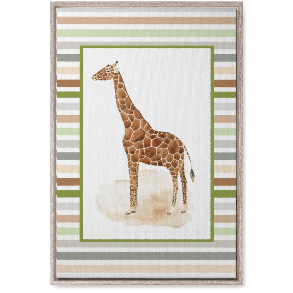 Jungle Safari Animals and Stripes Giraffe Wall Art, Rustic, Single piece, Canvas, 20x30, Multicolor