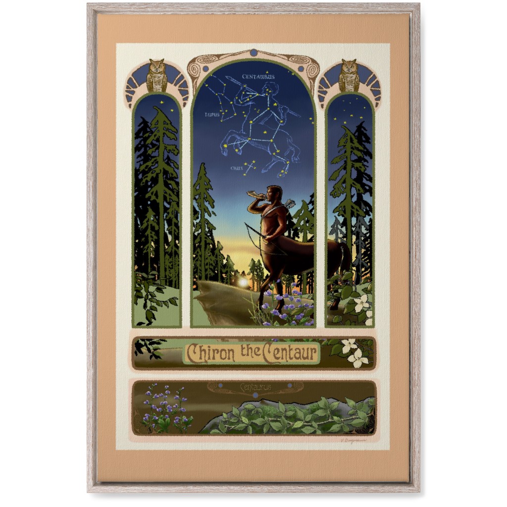 Art Nouveau Centaur Wall Art, Rustic, Single piece, Canvas, 20x30, Blue, True Blue