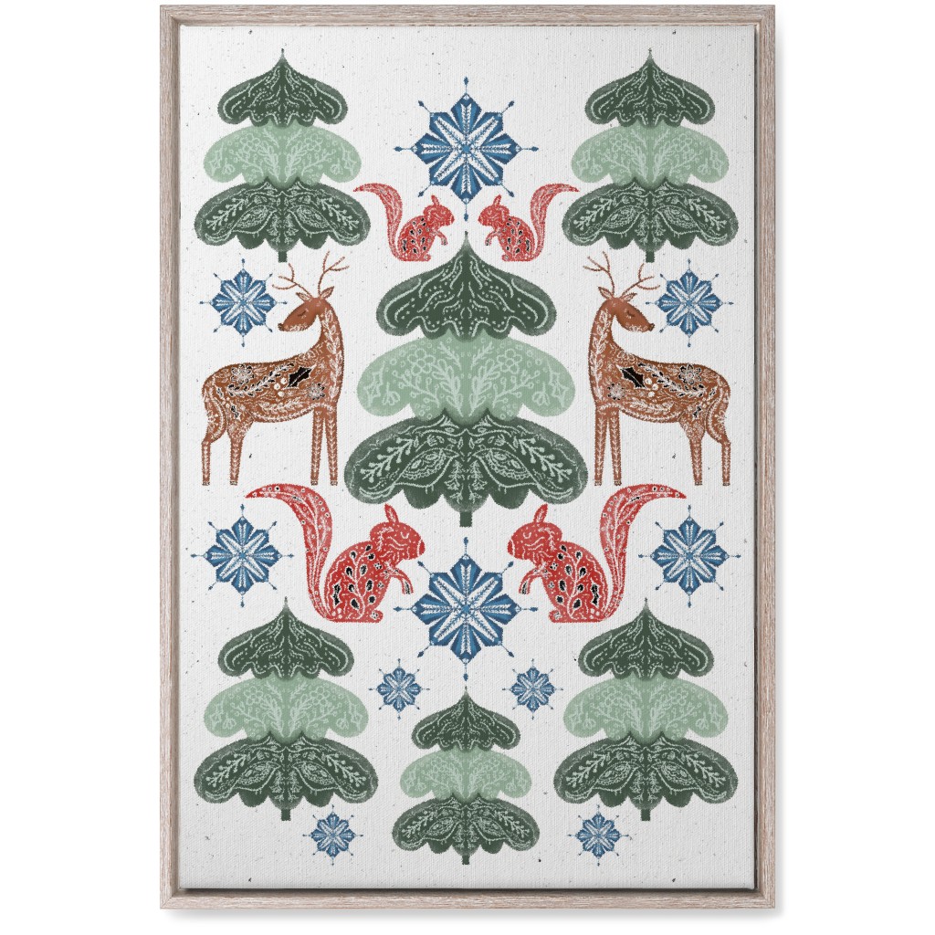 Scandi Woodland Forest & Animals - Green Wall Art, Rustic, Single piece, Canvas, 20x30, Green, Classic Green