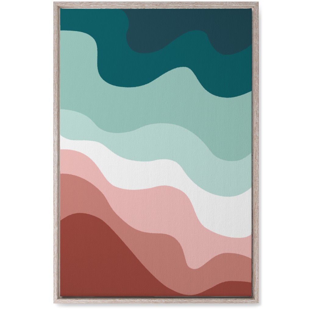 Retro Abstract Waves Wall Art, Rustic, Single piece, Canvas, 20x30, Multicolor, Mauve