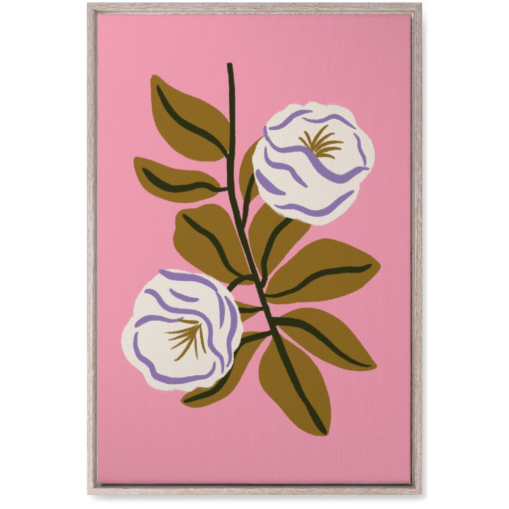White Bulb Flower - Multi on Pink Wall Art, Rustic, Single piece, Canvas, 20x30, Pink, Bright Pink