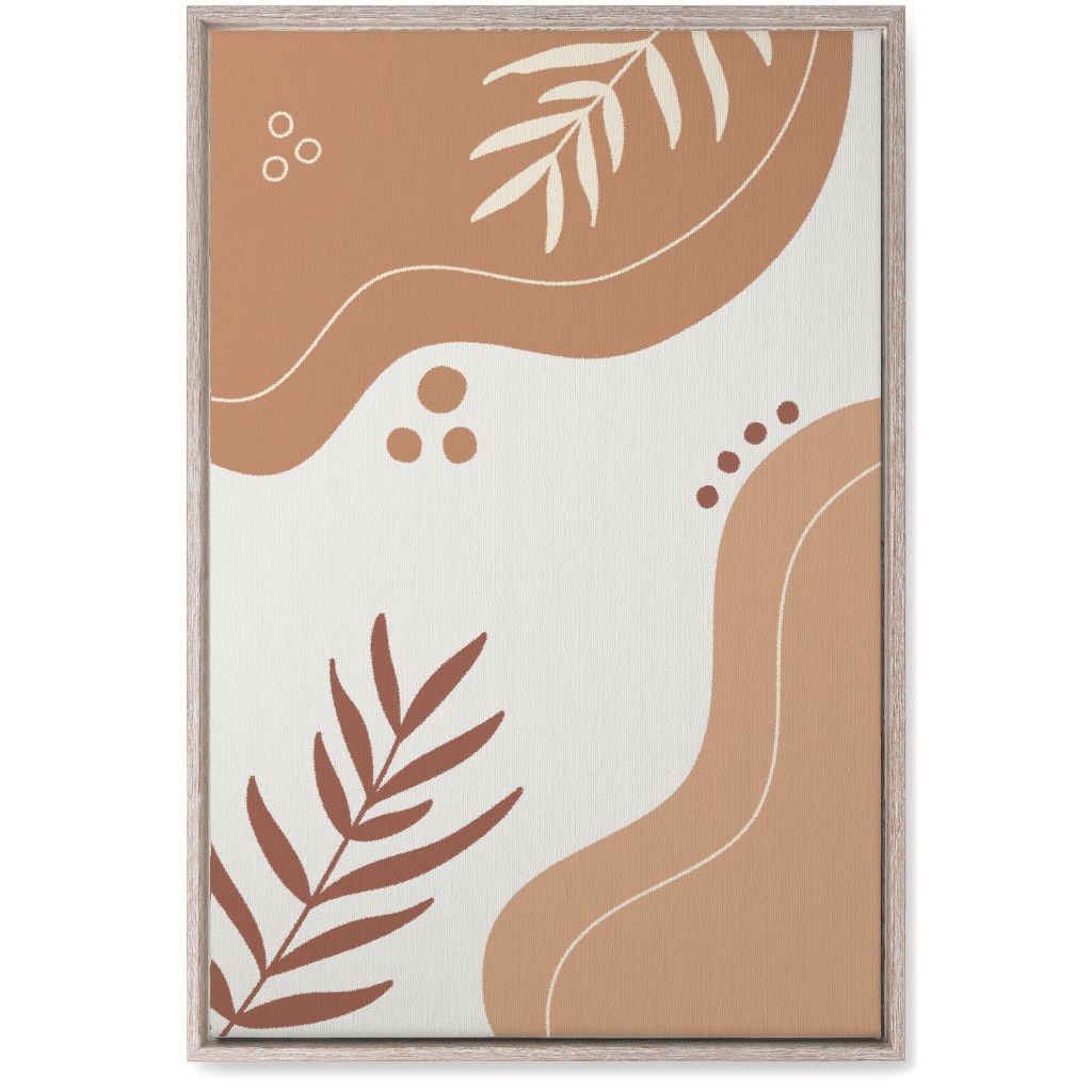 Fern Leaves and Abstract Shapes - Neutral Wall Art, Rustic, Single piece, Canvas, 20x30, Orange