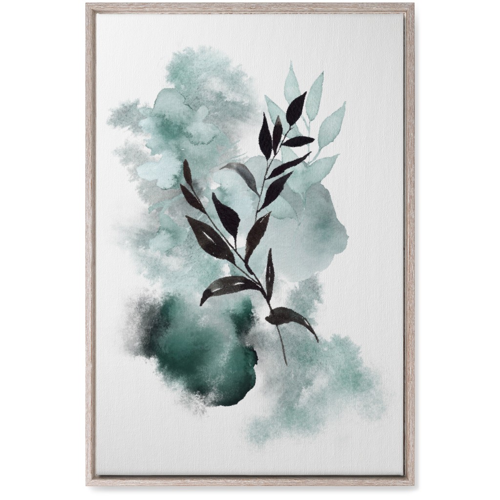 Watercolor Abstract Botanical Wall Art, Rustic, Single piece, Canvas, 20x30, Green, Ink Spot