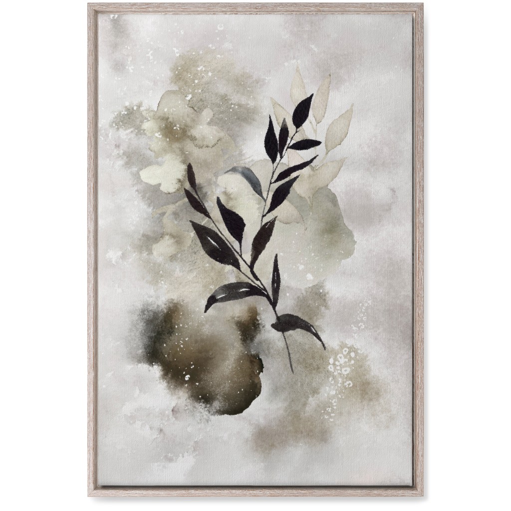 Watercolor Abstract Botanical Wall Art, Rustic, Single piece, Canvas, 20x30, Gray, Ash