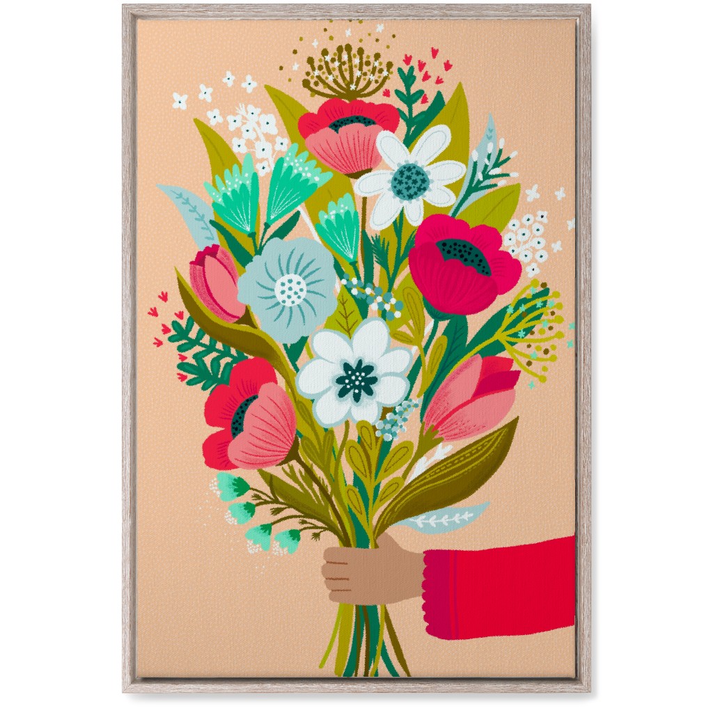 Happy Day Bunch - Multi on Pink Wall Art, Rustic, Single piece, Canvas, 20x30, Multicolor