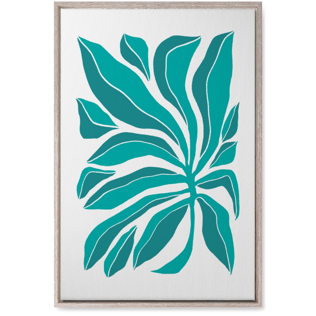 Minimalist Block Botanical Palm Leaves - Green Wall Art, Rustic, Single piece, Canvas, 20x30, Green