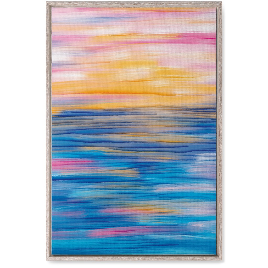 Abstract Sunset Over Water - Multi Wall Art, Rustic, Single piece, Canvas, 20x30, Multicolor