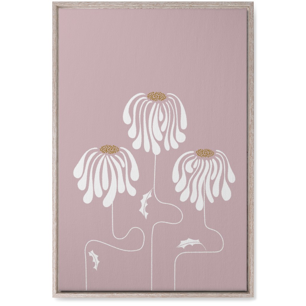 Mod Lazy Daisies Wall Art, Rustic, Single piece, Canvas, 20x30, Pink