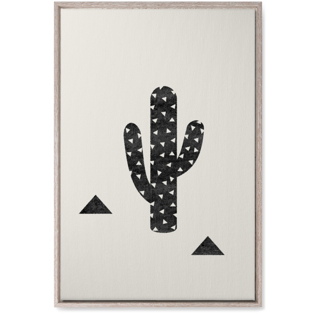 Cactus - Black and White Wall Art, Rustic, Single piece, Canvas, 20x30, Beige, Pearl