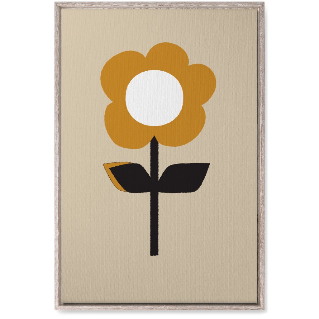 Retro Flower Wall Art, Rustic, Single piece, Canvas, 20x30, Orange, Golden