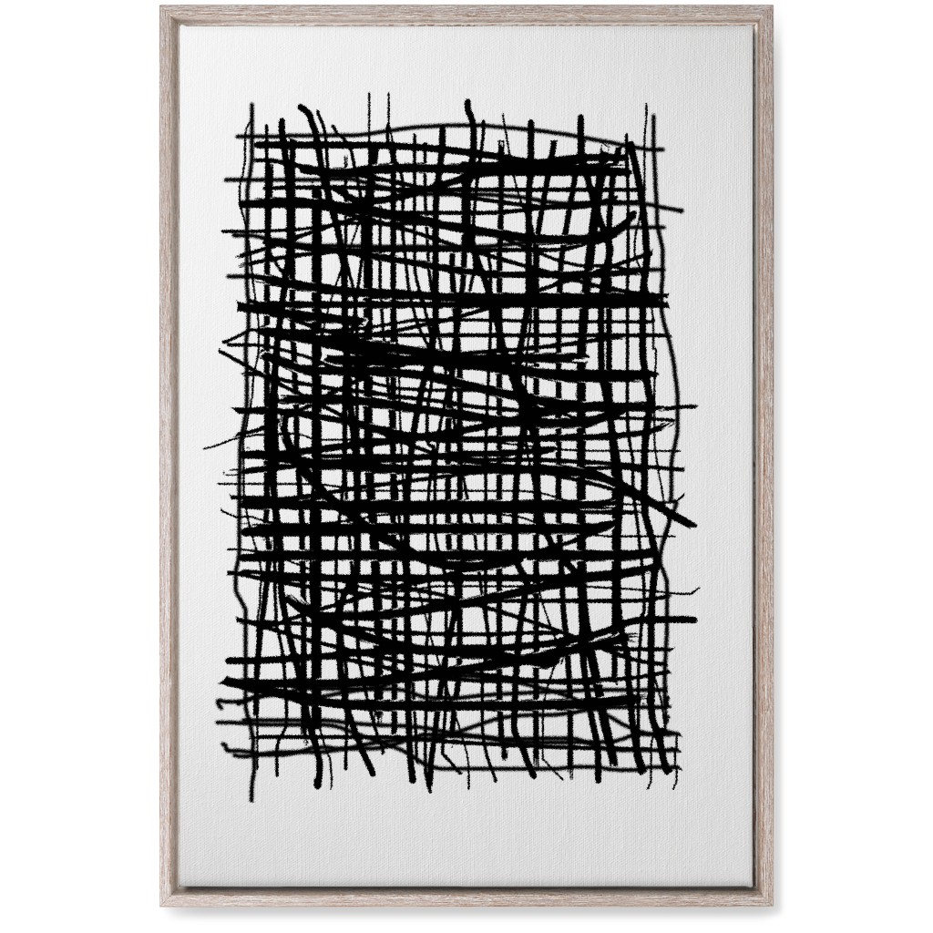 Woven Abstraction - Black on White Wall Art, Rustic, Single piece, Canvas, 20x30, Black, Black