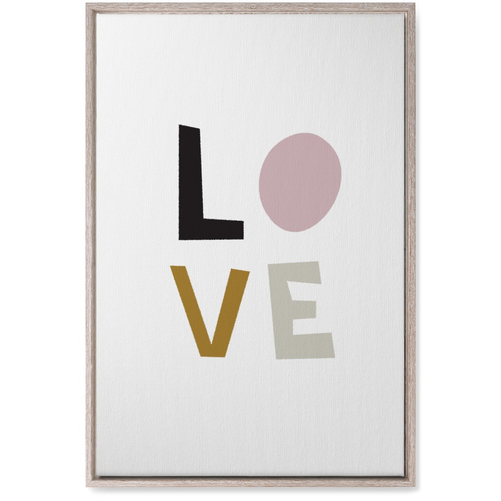 Love Typography - Neutral With Pink Wall Art, Rustic, Single piece, Canvas, 20x30, Multicolor