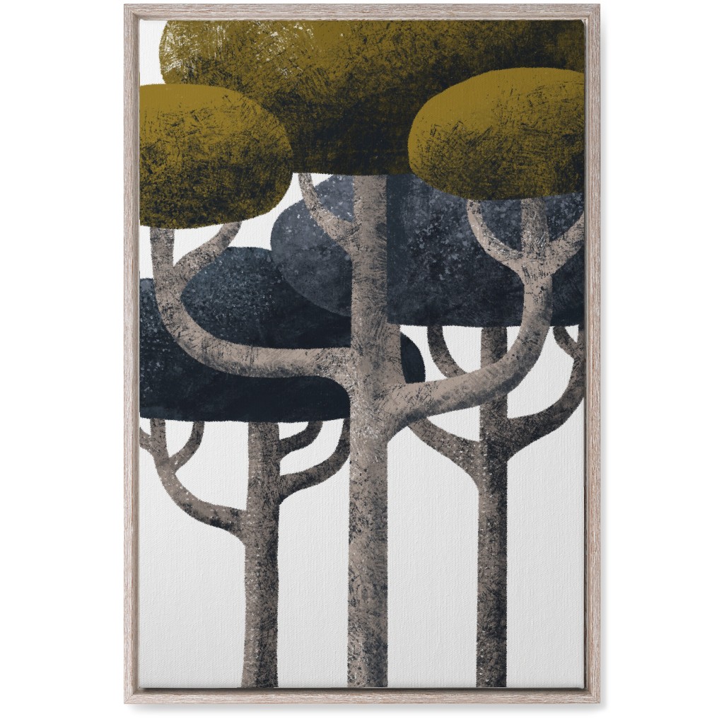 Tree Stand - Green and Black Wall Art, Rustic, Single piece, Canvas, 20x30, Multicolor