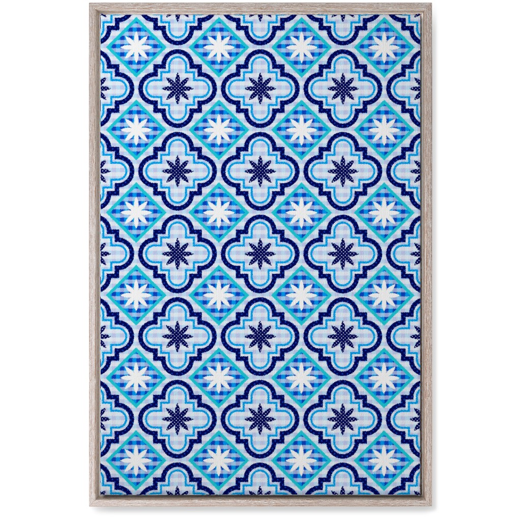 Tile Patchwork - Blue Wall Art, Rustic, Single piece, Canvas, 20x30, Blue