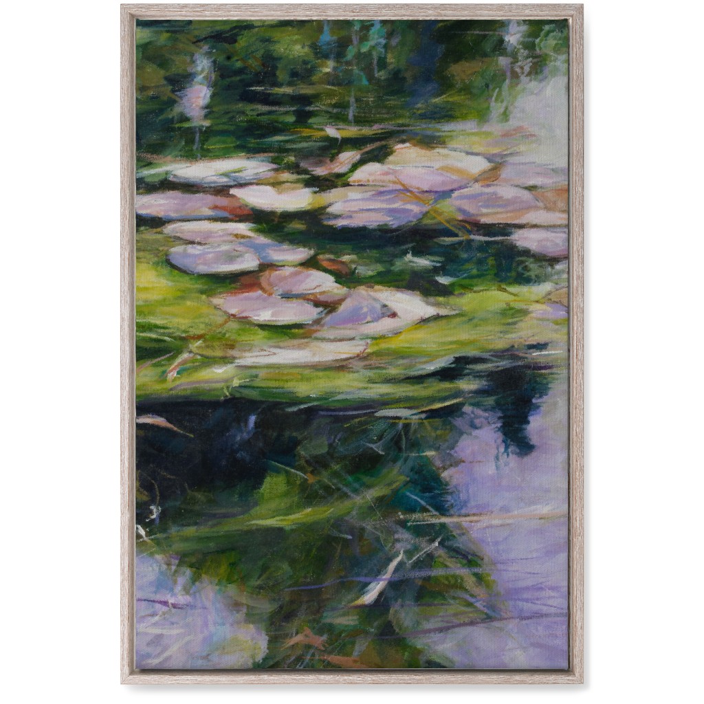 Waterlilies Painting Wall Art, Rustic, Single piece, Canvas, 20x30, Green, Classic Green