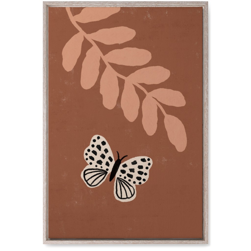 Butterfly and Leaves - Warm Wall Art, Rustic, Single piece, Canvas, 20x30, Brown, Brown