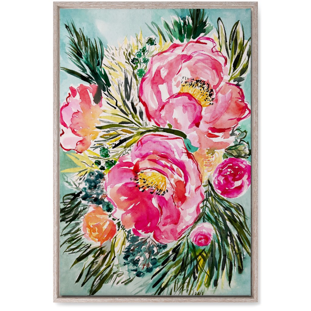 Aria Floral - Pink Wall Art, Rustic, Single piece, Canvas, 20x30, Pink