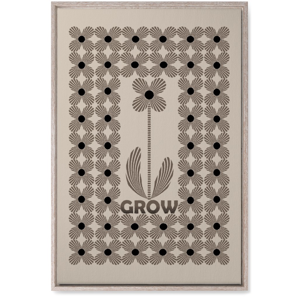 Grow Modern Flower - Beige and Black Wall Art, Rustic, Single piece, Canvas, 20x30, Beige, Pearl