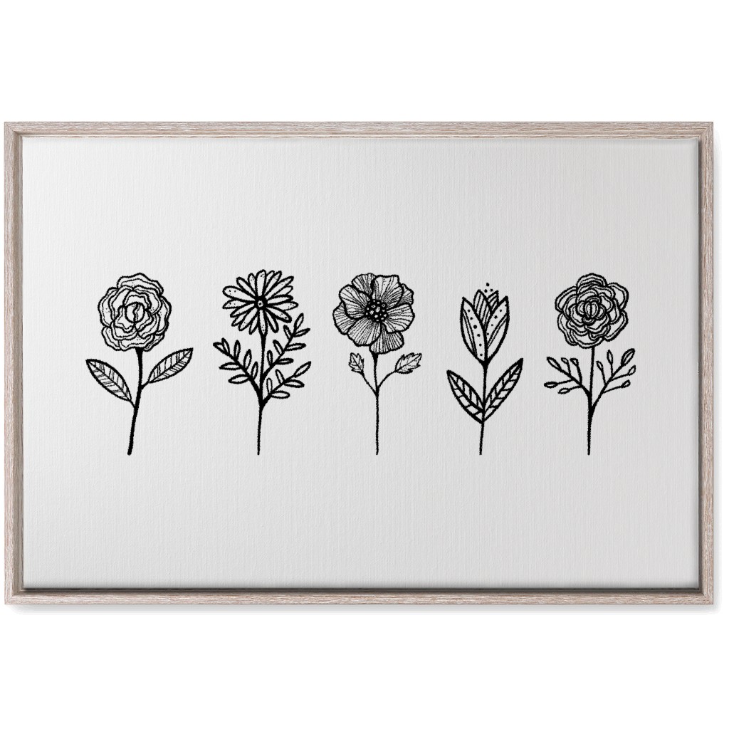 Floral Studies - Black and White Wall Art, Rustic, Single piece, Canvas, 20x30, White
