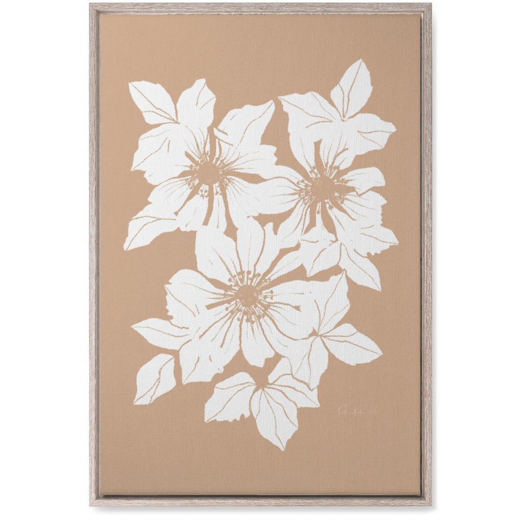 Botanical Big Anemones Wall Art, Rustic, Single piece, Canvas, 20x30, Beige, Alpaca