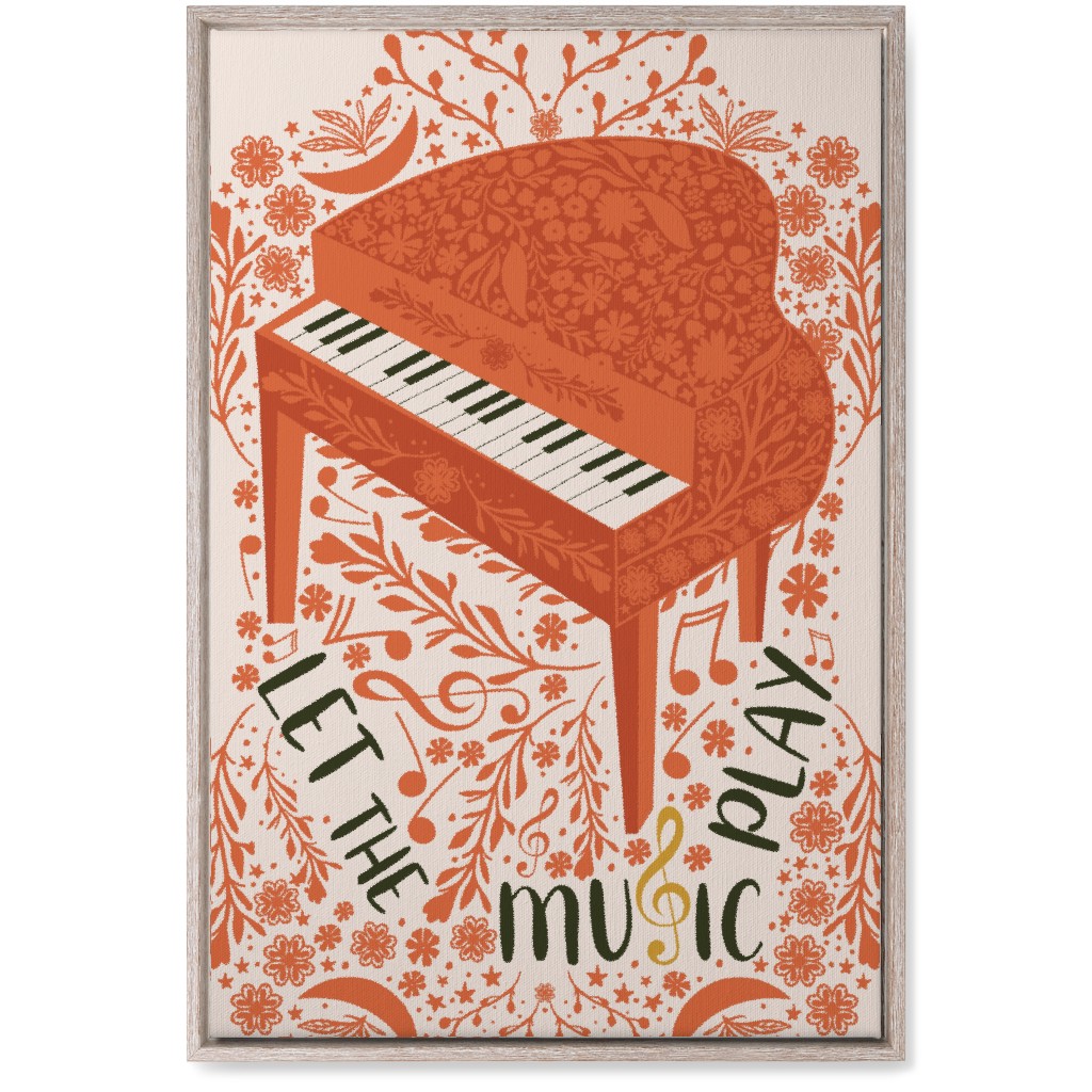 Let the Music Play - Red Wall Art, Rustic, Single piece, Canvas, 20x30, Pink, Bright Pink