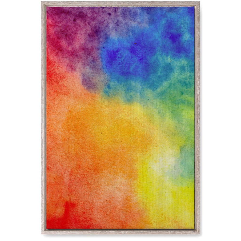 Watercolor Rainbow Abstract - Multi Wall Art, Rustic, Single piece, Canvas, 20x30, Multicolor