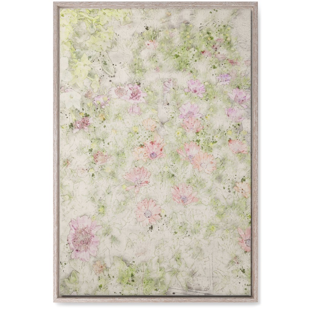 Watercolor Floral - Beige and Pink Wall Art, Rustic, Single piece, Canvas, 20x30, Beige