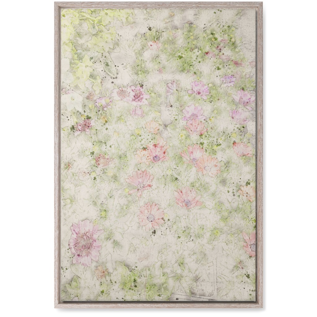 Watercolor Floral - Beige and Pink Wall Art, Rustic, Single piece, Canvas, 20x30, Beige