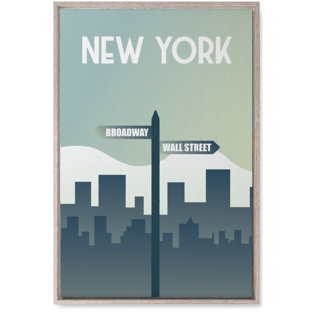 New York City Street Signs Wall Art, Rustic, Single piece, Canvas, 20x30, Green