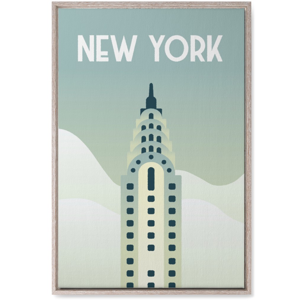 New York City Chrysler Building Wall Art, Rustic, Single piece, Canvas, 20x30, Green