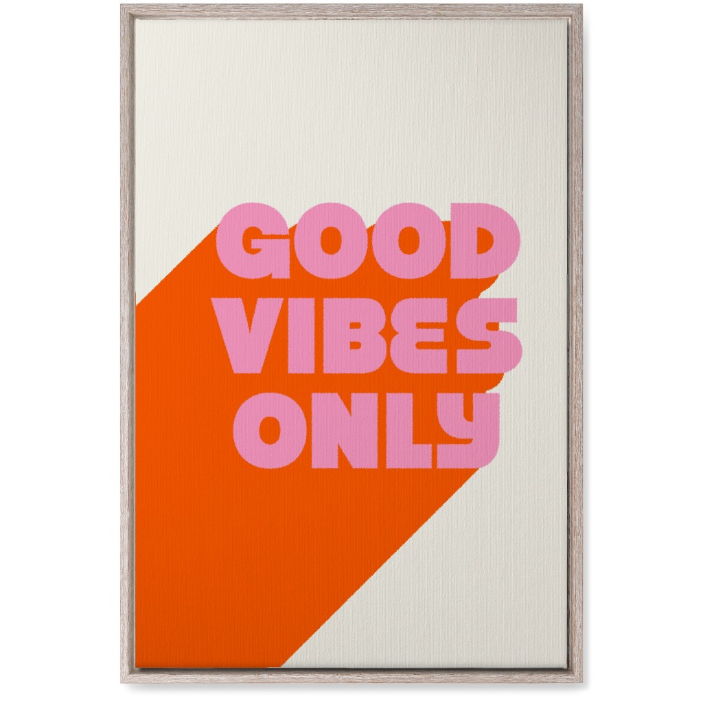 Good Vibes Only - Orange and Pink Wall Art, Rustic, Single piece, Canvas, 20x30, Red