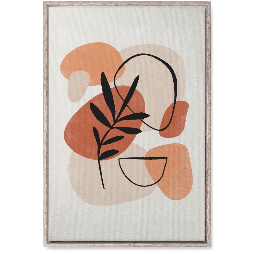 Abstract Frond - Terracotta and Ivory Wall Art, Rustic, Single piece, Canvas, 20x30, Beige, Pearl