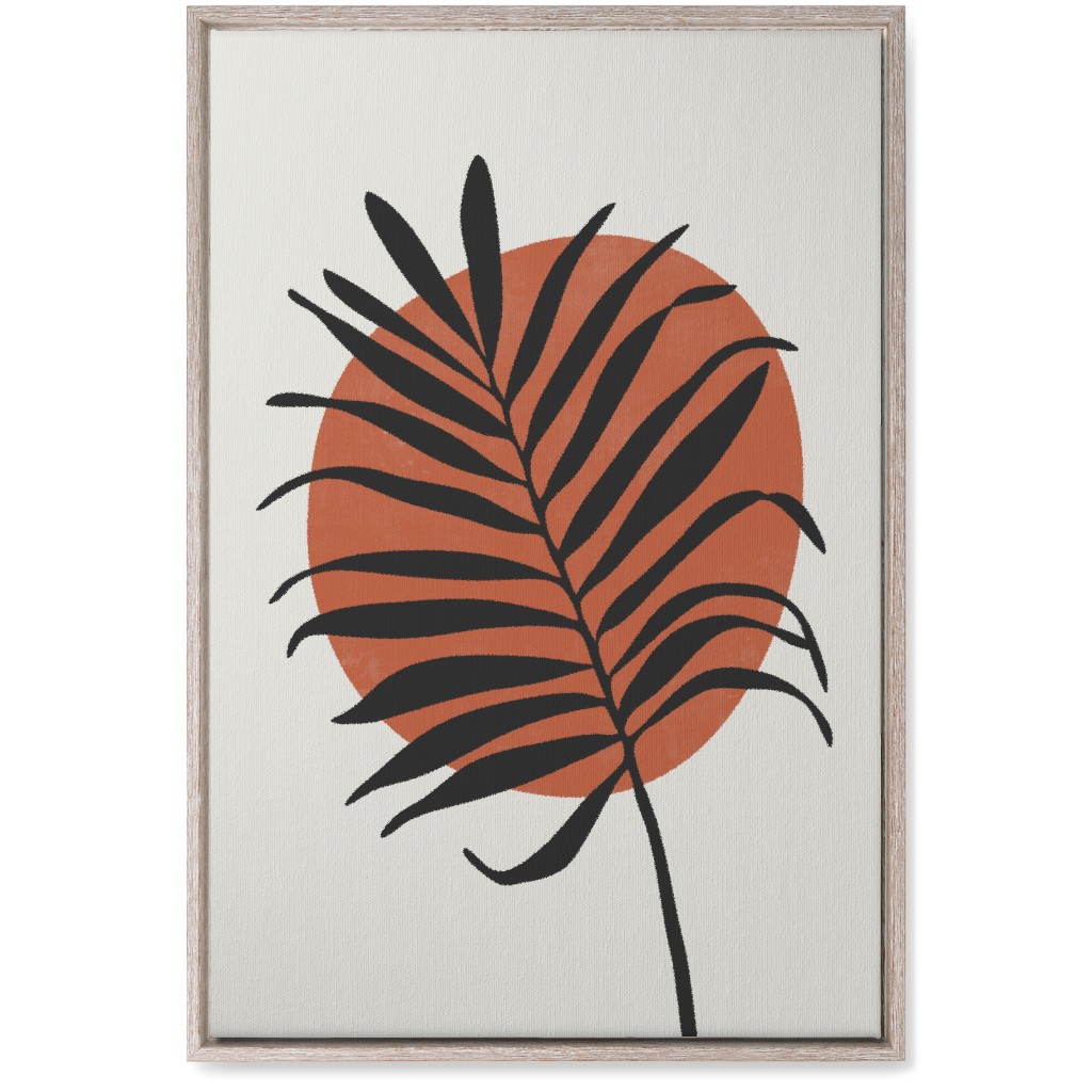 Abstract Leaf Frond - Terracotta and Ivory Wall Art, Rustic, Single piece, Canvas, 20x30, Brown