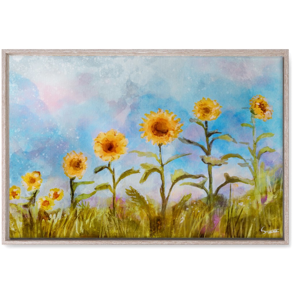 the Sunflower Field Wall Art, Rustic, Single piece, Canvas, 20x30, Multicolor