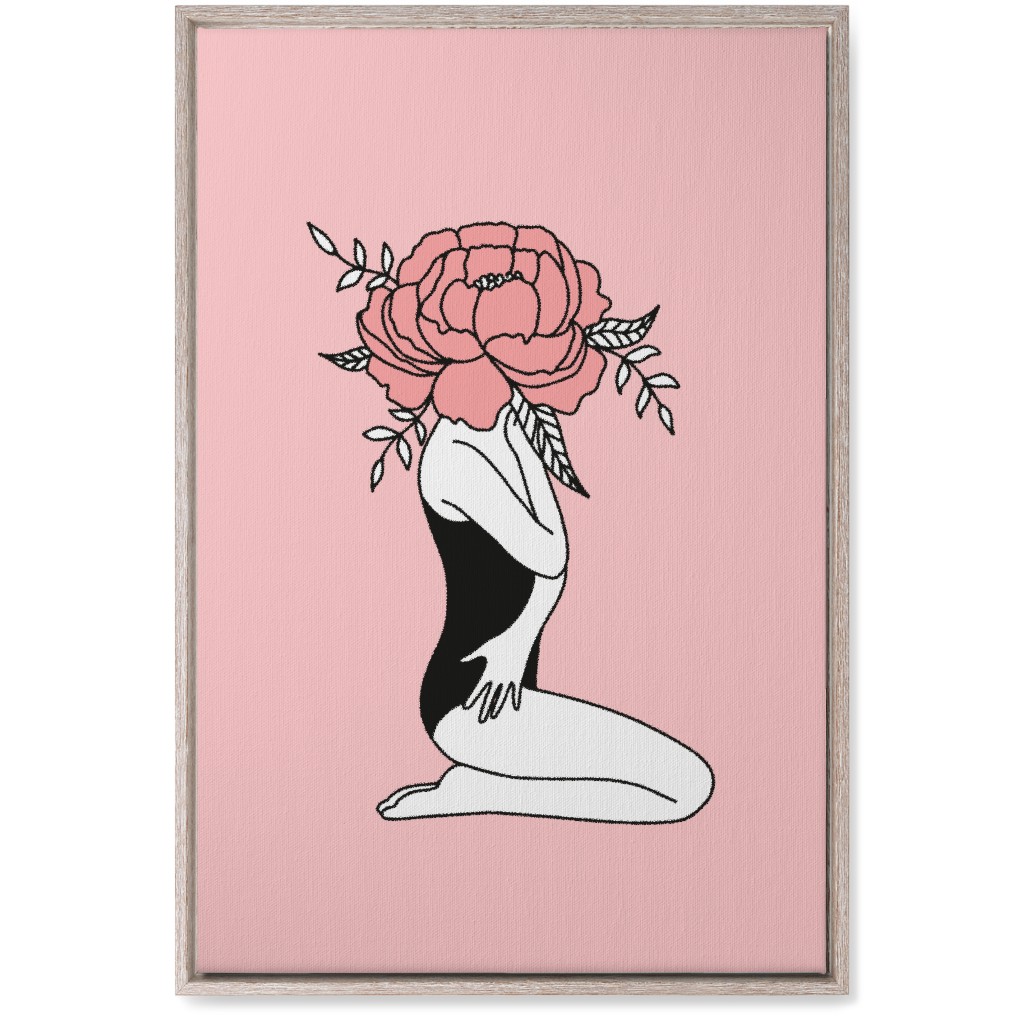 Modern Feminine Abstract - Pink Wall Art, Rustic, Single piece, Canvas, 20x30, Pink, Bright Pink