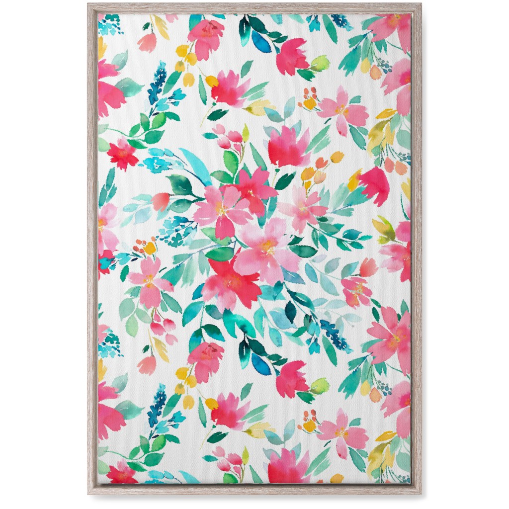 Summer Fresh Flowers - Multi Wall Art, Rustic, Single piece, Canvas, 20x30, Pink