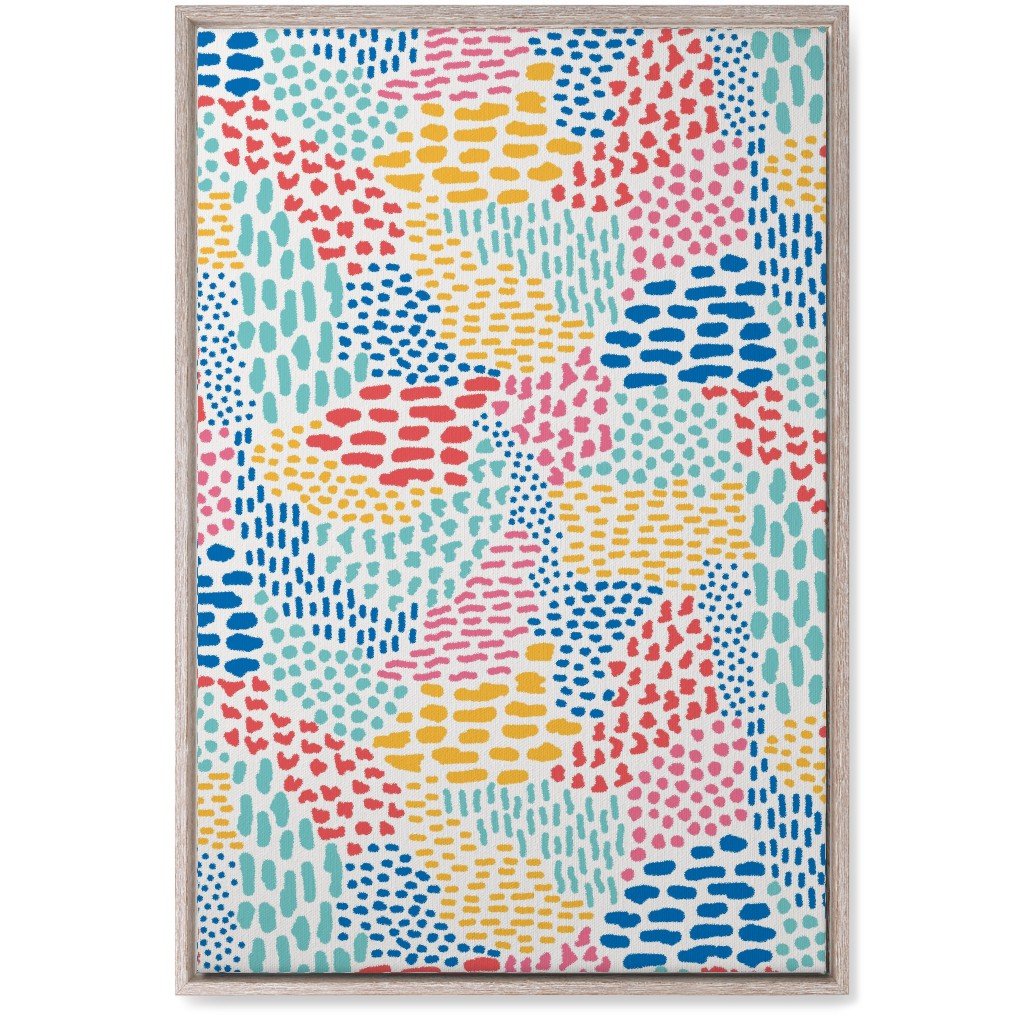Abstract Colorful Dots and Dashes - Multi Wall Art, Rustic, Single piece, Canvas, 20x30, Multicolor