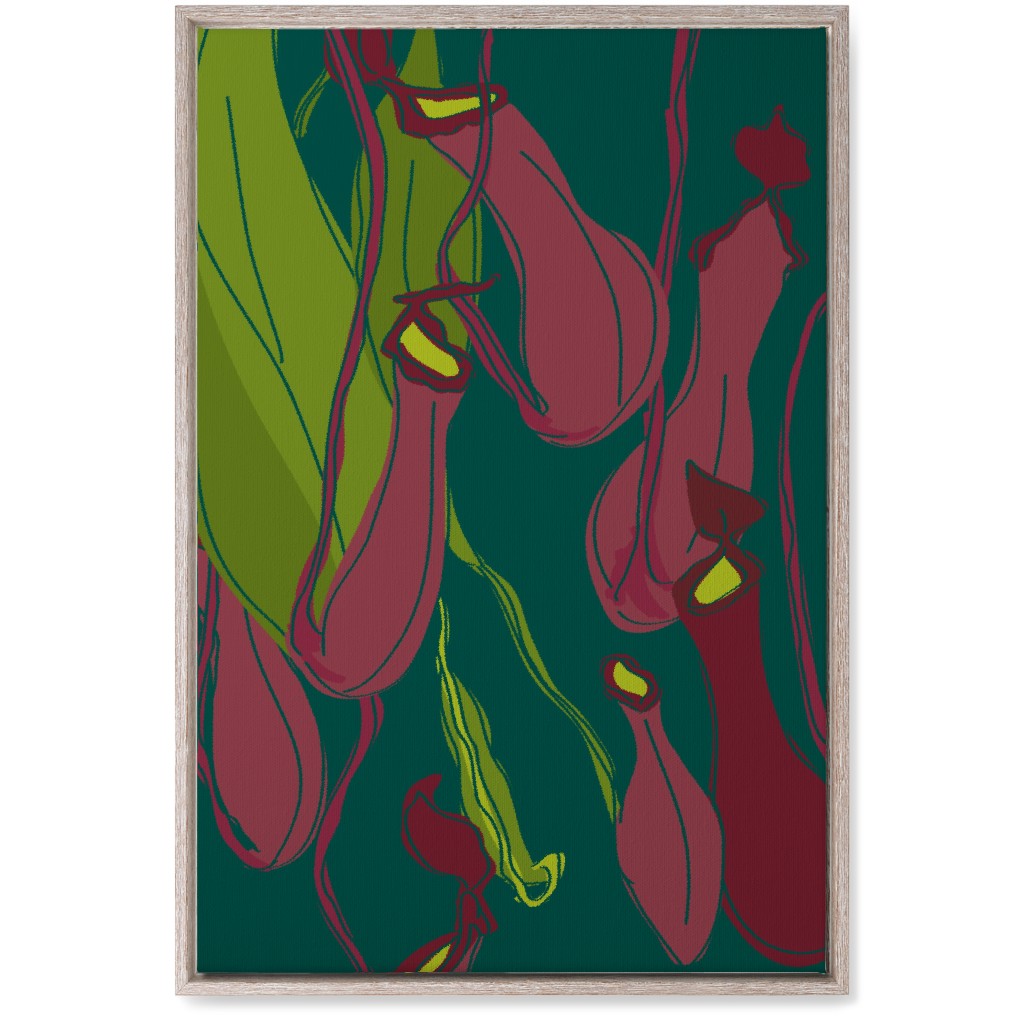Hanging Nepenthes Carnivorous Pitcher Plants - Multi Wall Art, Rustic, Single piece, Canvas, 20x30, Green, Classic Green