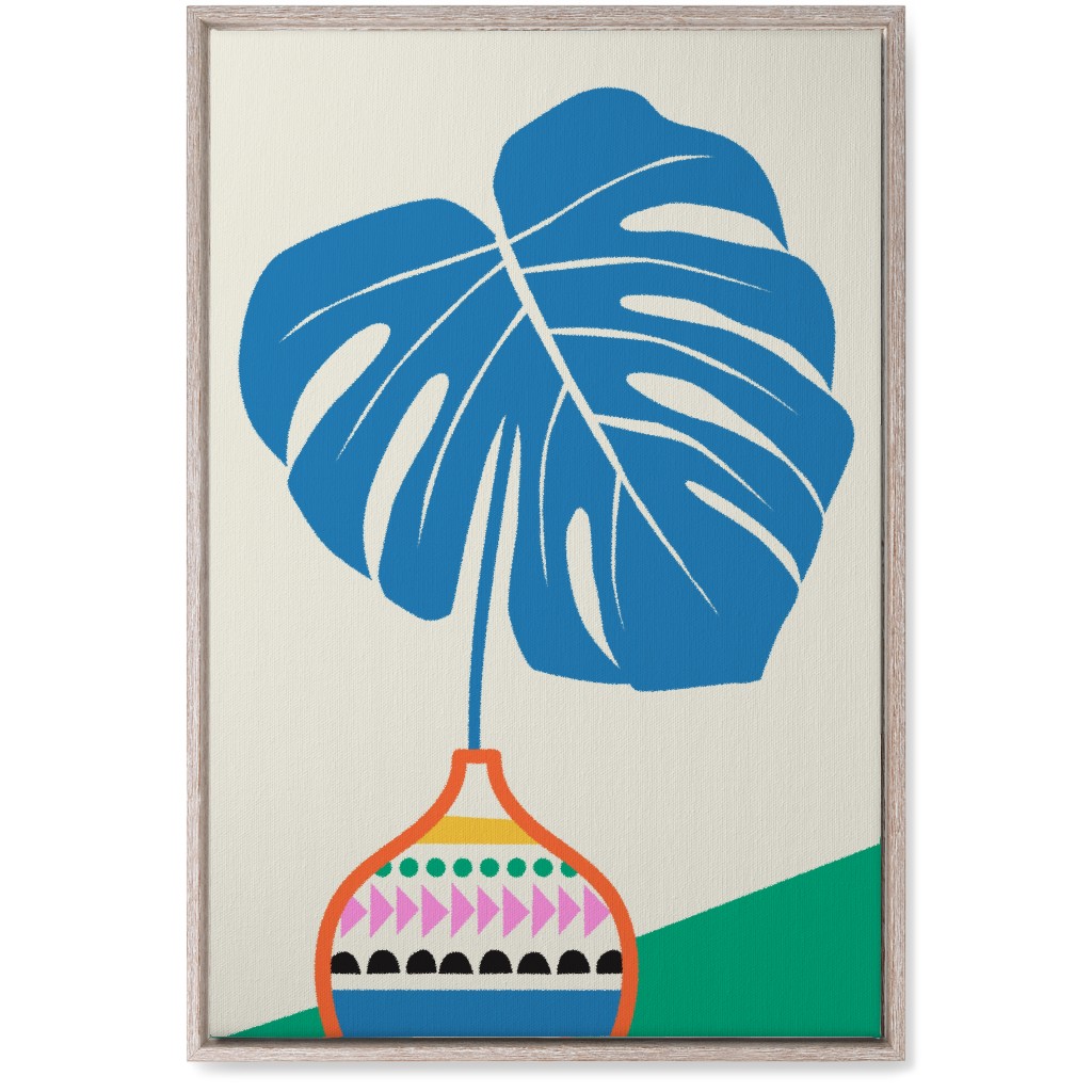 Monstera Leaf in Vase - Multi Wall Art, Rustic, Single piece, Canvas, 20x30, Multicolor