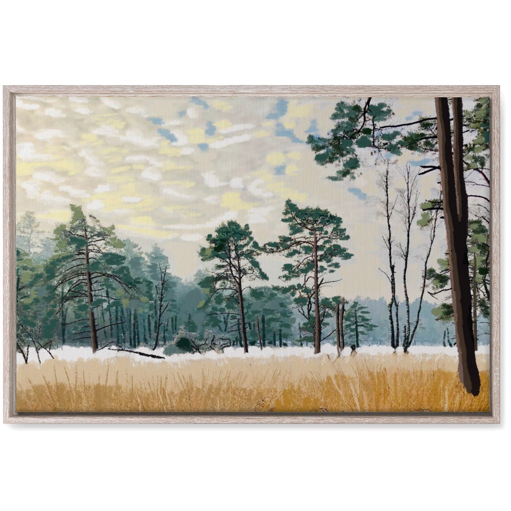 Winter Meadow With Trees Wall Art, Rustic, Single piece, Canvas, 20x30, Multicolor