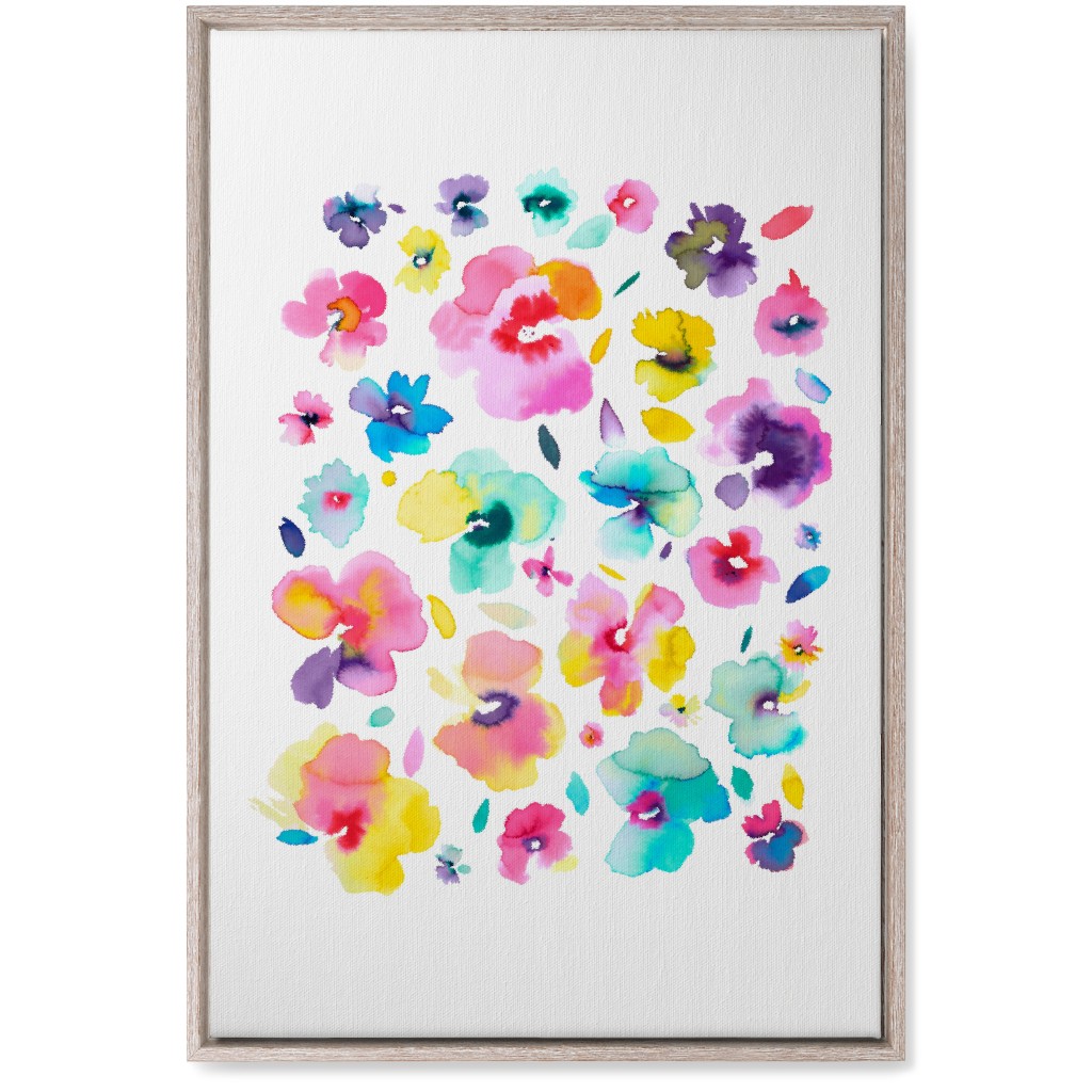 Watercolor Beautiful Flowers - Multi Wall Art, Rustic, Single piece, Canvas, 20x30, Multicolor