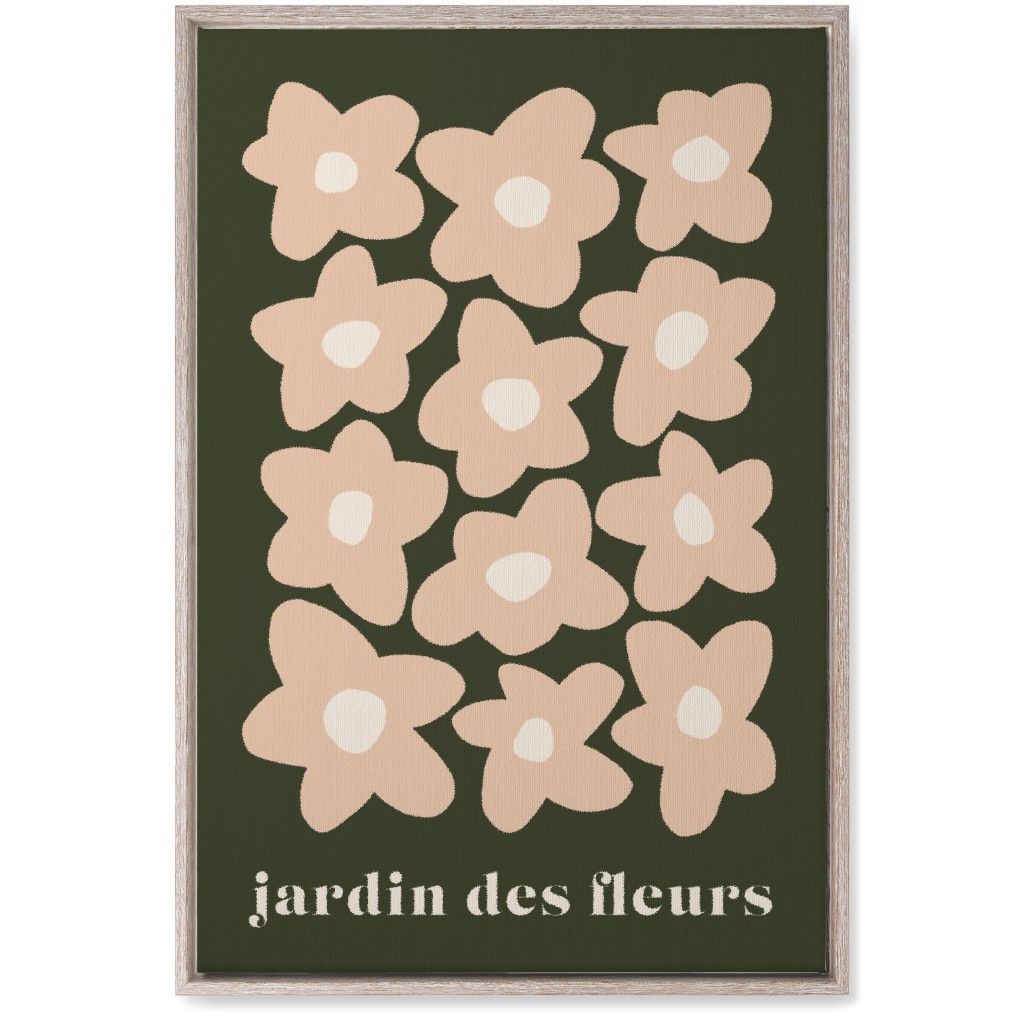 Botanical Graphic Retro Flower Garden Wall Art, Rustic, Single piece, Canvas, 20x30, Green